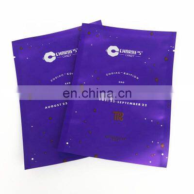 Customized Printed Laminated Mylar 3 Side Seal Bag Flat Plastic Snack Packaging Bag Smell Proof Flat Plastic Bag photo-2