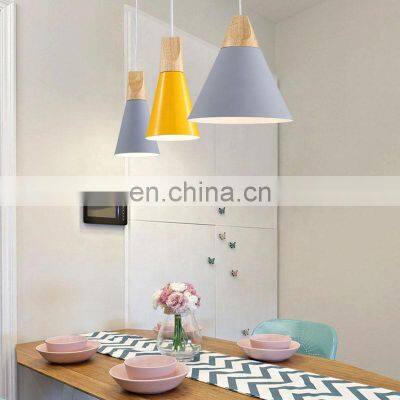 Pendant Lights Wooden Metal Colorful E27 Led Pendant Lamp Design Hanging Lights Decor Light Led