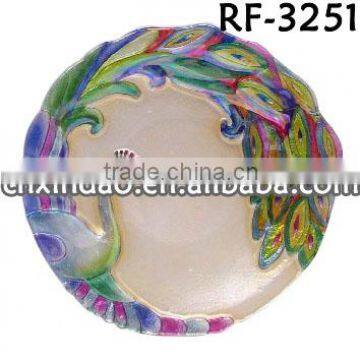 Personalized Round Shape Beautiful Print Glass Soup Plate for Clear Bead Glass Plates