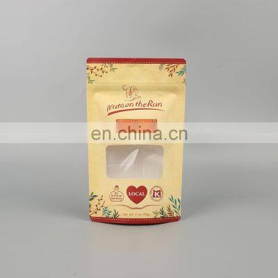 Custom Print Biodergradable Kraft Paper Stand up Pouch with Window