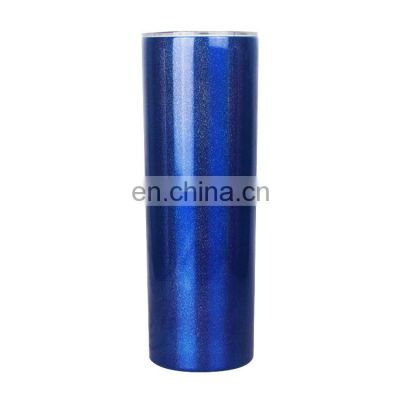 Stainless Steel 20oz Glitter Blank Sublimation Tumbler for Sublimation Heat Transfer With leak proof lid and Metal straw