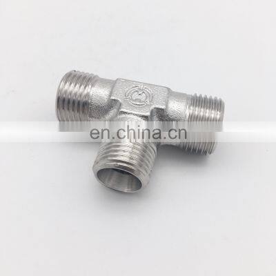 3/8 to 1/2 Hydraulic Adapter Tee Compression Fitting Metal Male Straight Pipe Fittings