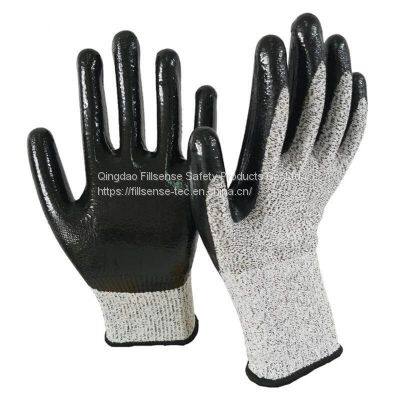 Level 5 HPPE Liner Nitrile Coated Cut Resistant Gloves