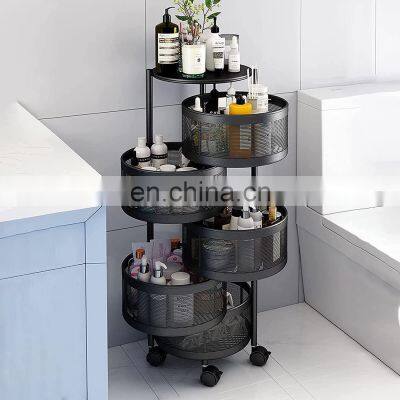 Round Rotatable Vegetable Or Fruit Storage Rack / Basket Practical Trolley For Kitchen