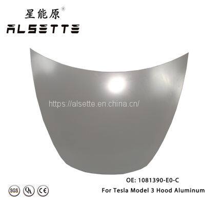 Alsette Auto Parts OEM Style Front Hood Bonnet Cover (Full Aluminium) AS-MD3-1008 for Tesla Model 3 2016-2023 Replacement OE: 1081390-E0-C