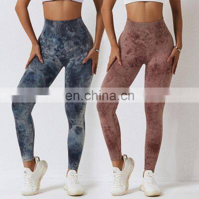Yoga Leggings Pants Women Hot Girls Yoga Pants Custom Sexy High Waist Tie Dye New Sport Fitness Seamless Yoga Leggings For Women photo-4