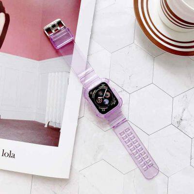 Wholesale Watch Strap With Watch Case 40mm 41mm 42mm 44mm 45mm TPU for Apple Watch Band Protective Case Series 7 6 photo-3