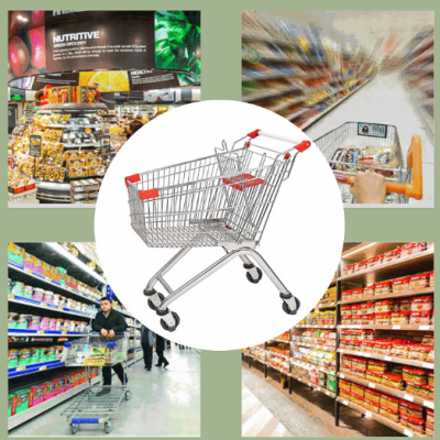 Japanese Style Supermarket Metal Shopping Cart Trolley