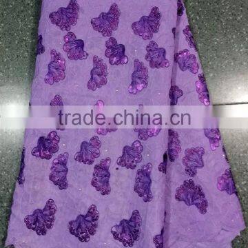 T281-4 lilac High quality organza sequin bridal lace fabric wholesale