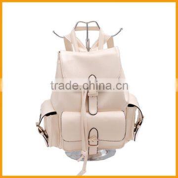 New Stylish Solid Color Women School PU Leather Backpack