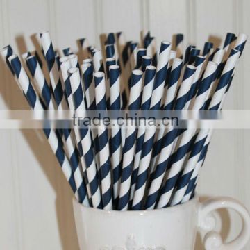 Event Party Supplies Fashion Style Eco Friendly Navy Stripe Paper Drinking Straws