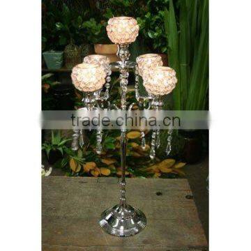 5- crystal votive candelabra/Wedding centrepieces/Antique wedding crystal ball candelabrae crystal wedding candelabra