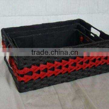 Hot sale rectangular paper rope storage basket for kids storage