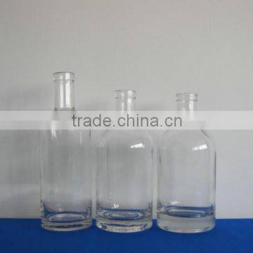 CLEAR CUSTOM GLASS BOTTLE FOR 750ML RUM WHOLESALE CORK TOP