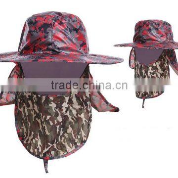 Fishing Waterproof Material Face Mask and Neck Shade Wide Brim Custom Camo Bucket Hat photo-5