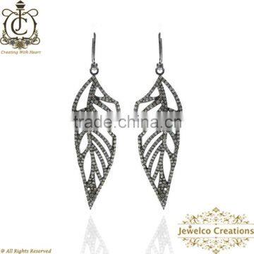 925 Sterling Silver Designer Dangle Earrings, Diamond Handmade Earrings, Pave Diamond Earrings, Diamond Jewelry Wholesaler