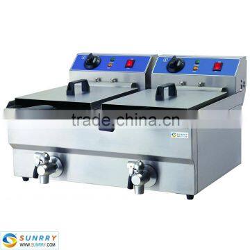 Table Top Electric Oil Fryers Two Tank Two Basket With Valve 20l Thermostat Controlled Deep Fryer (SY-TF210V SUNRRY) photo-3