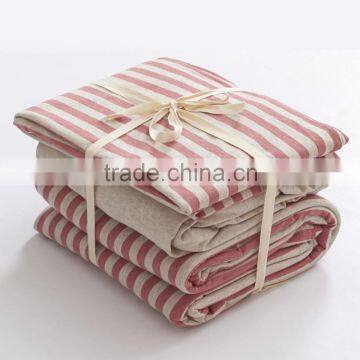 Spinning Knitted Striped 4pcs Bedding Sets/Cotton Striped 4pcs Bedding Sets