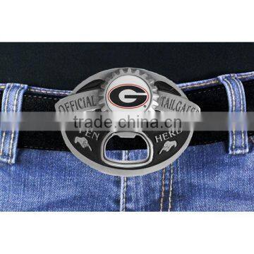 Lead & Nickel Free University Of Georgia Bulldogs "Official Tailgater" Silver Tone Belt Buckle With Bottle Opener