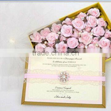 luxurious and elegant wedding invitation card with flowers