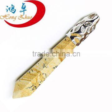 Silver Plated Edge Natural picture jasper Six Angle Cut Pendant Drusy Gem Stone Pendant Charms Jewelry Wholesale