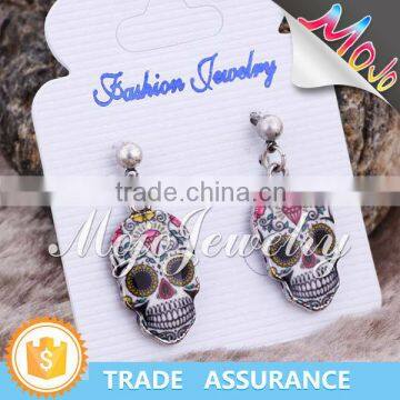 Digital Printing Charm Enamel Skull Pendant Earring