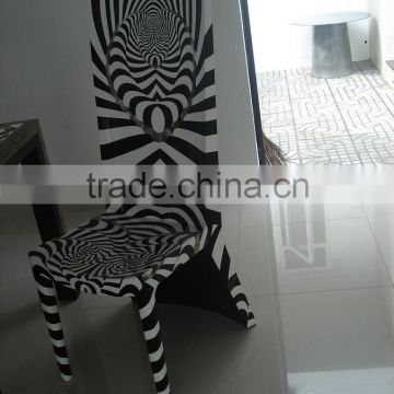 attractive 2016 dining/coffee chair with pattern in black and white lacquer