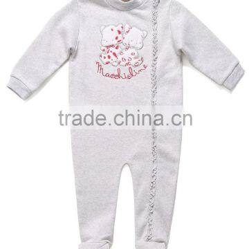 Baby boy grey soft velour baby winter zipper cotton polyester romper