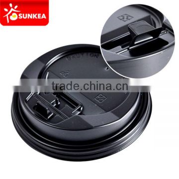 High quality 8oz black plastic lids with button for coffee cups