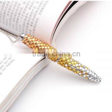 Three color gradient promotion crystal cord pen