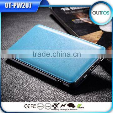 Leather case dual usb output 12000mah ultra slim power bank