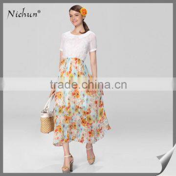 Wholesale Custom Design Ruffled Big Size Chiffon Maxi Dresses