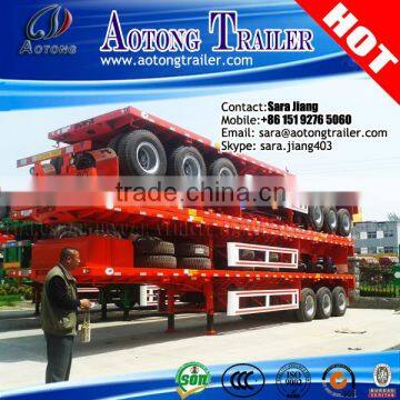 AOTONG 40ft tri axles container flat bed semi trailer with Twist Locks on Deck for Pilippine market