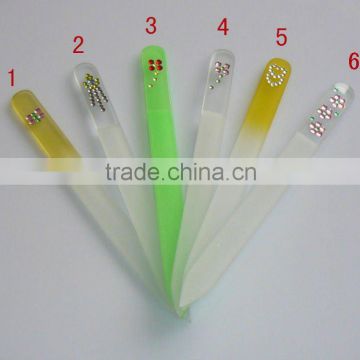 Glass nail files with rhinestones