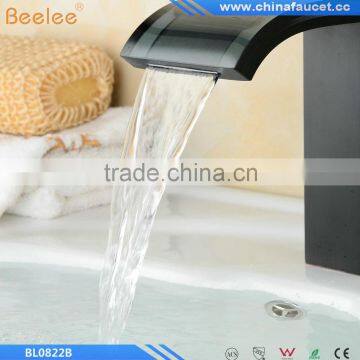 Oil Rubbed Bronze Short Brass Waterfall Basin Sink Faucet Single Handle Vanity Sink Washbasin Mixer Taps photo-4