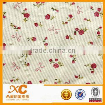 ring spun yarn,21w cotton spandex flower printing corduroy fabric textile