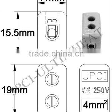 Type BV 4 mm2 Glazed ceramic connection blocks. Nickel plated connectors.