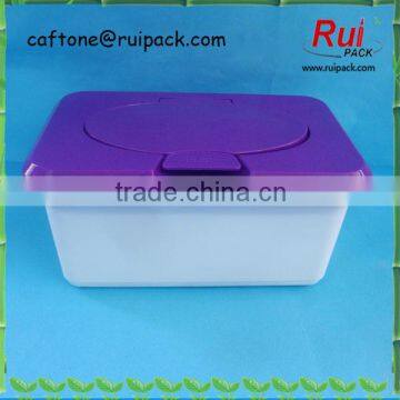 purple cartoon wet tissue box, sterilized wet tissue dispenser / plastic box of baby wet wipes