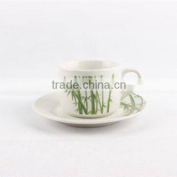 Beautiful bamboo design porcelain tea cup and saucer set