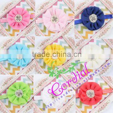 Cheap Wholesale Color Handmade Flower With Rhinestone Accessories For Headbands