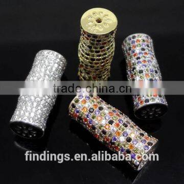 SJ3130 luxurious silver zircon pave diamond beads, 925 sterling silver scarf jewelry