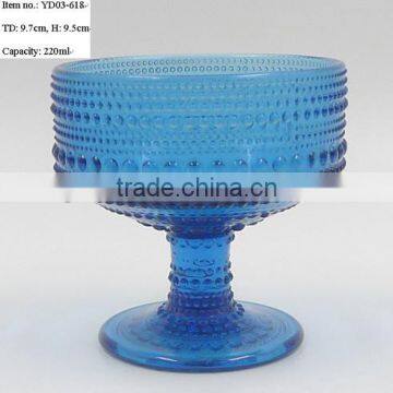 Press Unique Drinking Ware/cheap Wine Goblet, Ice-cream Bowl, Tumbler in Colored Glass With Raindrop Designs Emboss photo-4