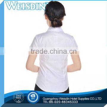 business shirts Guangzhou wholesale polyester/cotton ladies chambray shirt