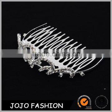 Fashion silver plated rhinestone crystal crown design bridal hair combs for wedding