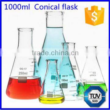 1000ml clear glass conical flask for labware