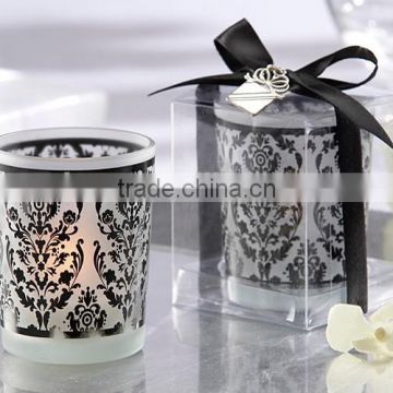 Wedding Decoration Damask Traditions Frosted Glass Candle Holder