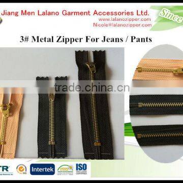 Good Qualtiy Shiny Brass Zippers for Pants