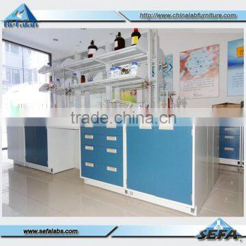 Floor Mounted Laboratory Working Bench Steel Workbench with Rack Chemical Lab Work Desk