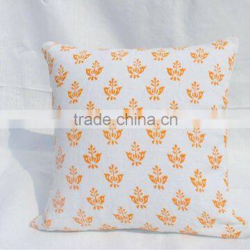 Hand block Decorative Linen Cushion Cover