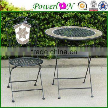 Popular Antique White Metal Table Chair Folding Patio Sets